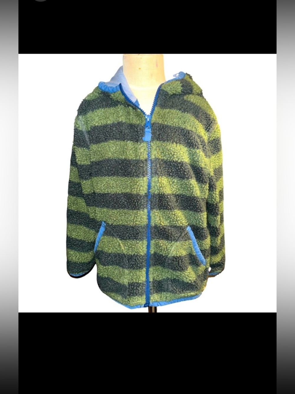 Mini Boden Cozy striped Fleece Jacket Size 5/6